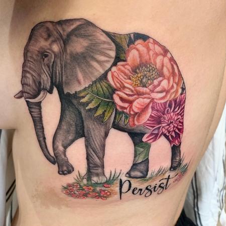 Tattoos - Elephant and flowers - 142175